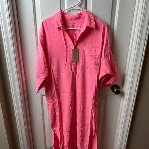 Universal Thread Bright Pink Casual Button Down Dress Size Medium BNWT